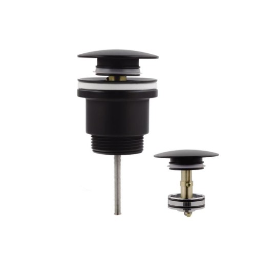 KOREK KLIK KLAK OKRĄGŁY DUŻY NISKI – UNIWERSALNY CZYSZCZONY OD GÓRY – CZARNY MAT.jpg