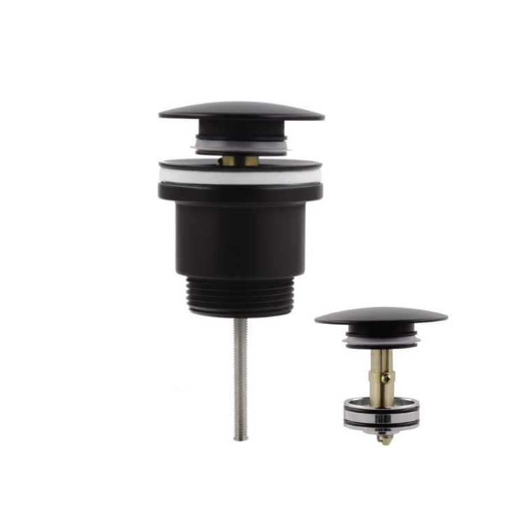 KOREK KLIK KLAK OKRĄGŁY DUŻY NISKI – UNIWERSALNY CZYSZCZONY OD GÓRY – CZARNY MAT.jpg